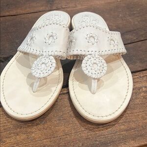 White Leather Sandals with Whipstitch Detail